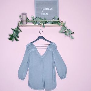 Young Fabulous and Broke Gray Gauzy V-neck Top